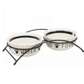 Trixie Keramikschüssel-Set 2*0,6l/15cm weiß/schwarz